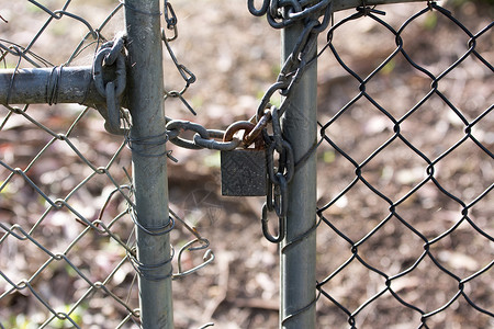 锁门栅栏安全钥匙挂锁安保保障入口金属隐私高清图片