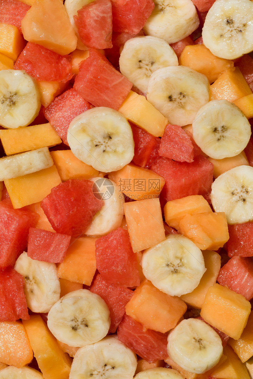 新鲜水果沙拉浆果西瓜团体小吃养分橙子茶点框架热带甜点图片