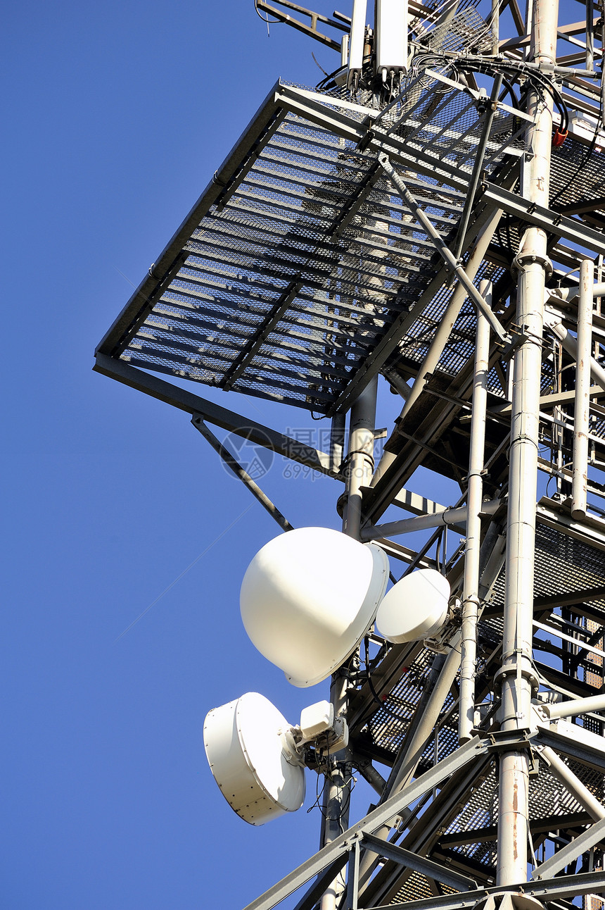 天天线频率收音机细胞广播技术发射机桅杆电话蓝色信号图片