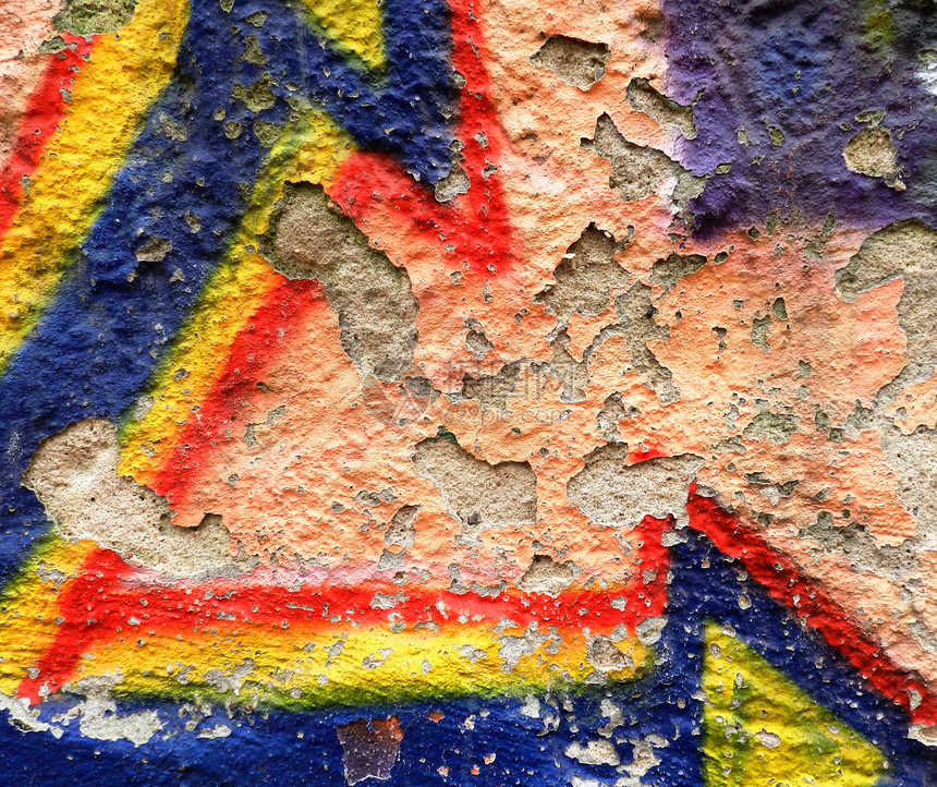 旧墙上涂着色彩多彩的涂鸦艺术创造力城市图片