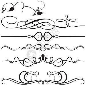 分隔条书法设计元素标签滚动装饰品黑色插图插画