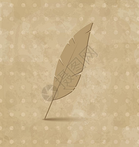 棕色羽毛古老的羽毛在土木背景上插画