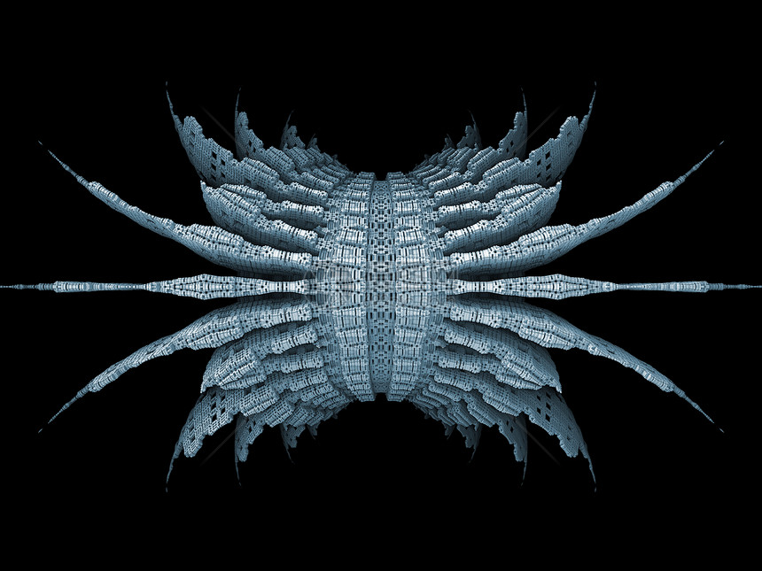 分形蜘蛛元素几何学渲染网格蓝色昆虫数学黑色技术图片