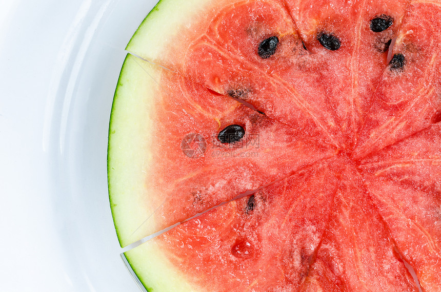 水瓜切片白色水果健康营养饮食西瓜植物甜点红色绿色图片