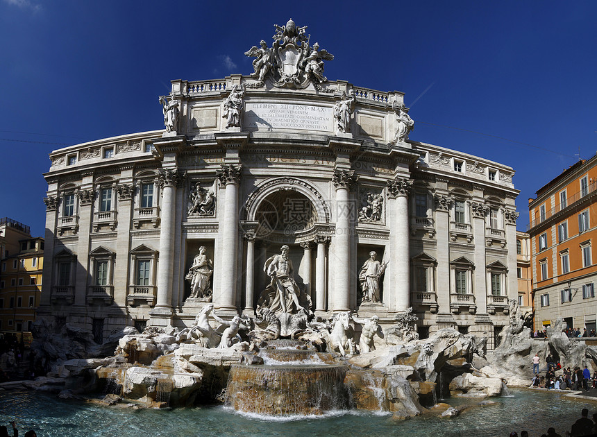 意大利罗马雕塑喷泉城市艺术纪念碑风格大理石流动白色正方形图片