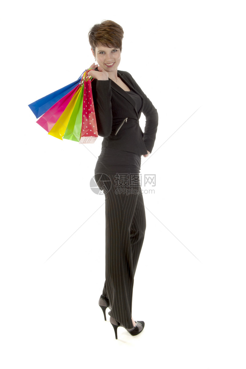 购物消费者青年粉色购物袋零售喜悦快乐女性青少年学生图片