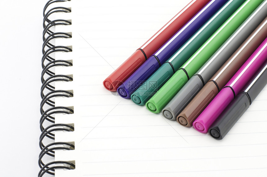 带笔记本的彩色笔铅笔学校毛毡记事本钢笔软垫艺术工艺商业工具图片