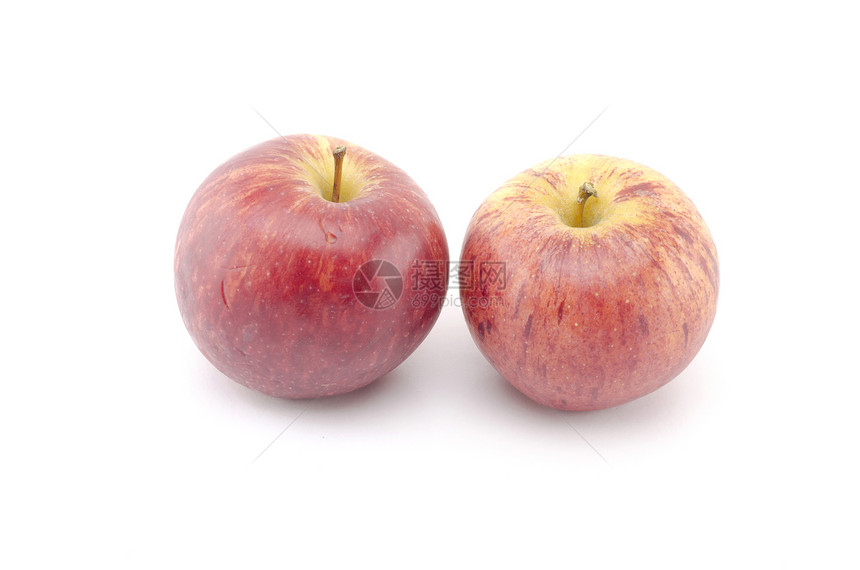 白色上孤立的两个苹果花园食物阴影果汁茶点水果饮食小路宏观市场图片