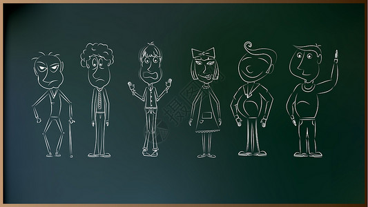 矢量中的木刻人学校粉笔绘画艺术木炭创造力漫画插图草图事会背景图片