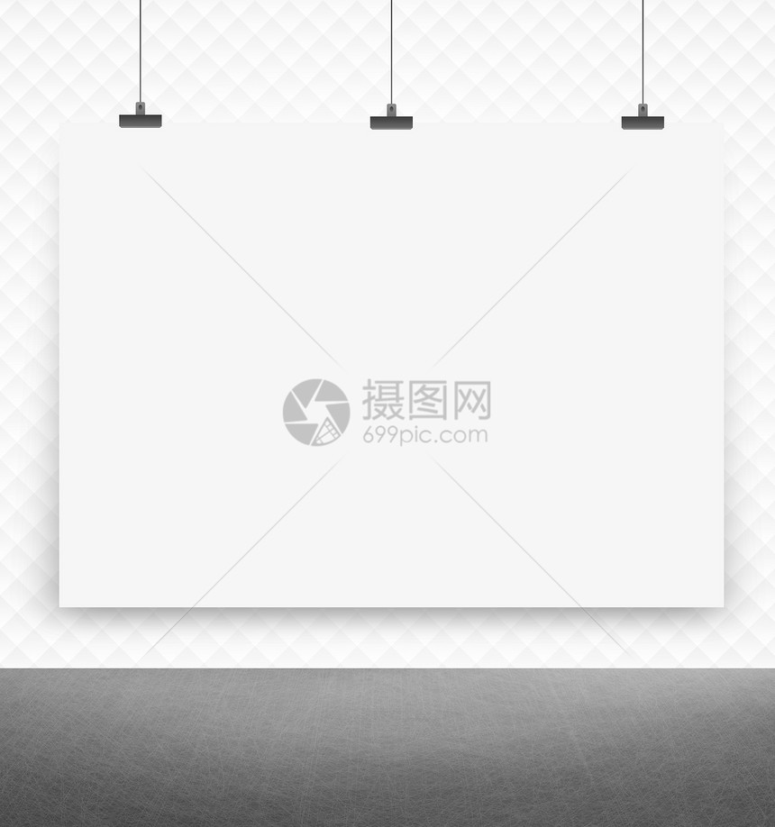墙上的白白海报文件夹黑色办公室公告夹子创造力空白商业蓝图照片图片