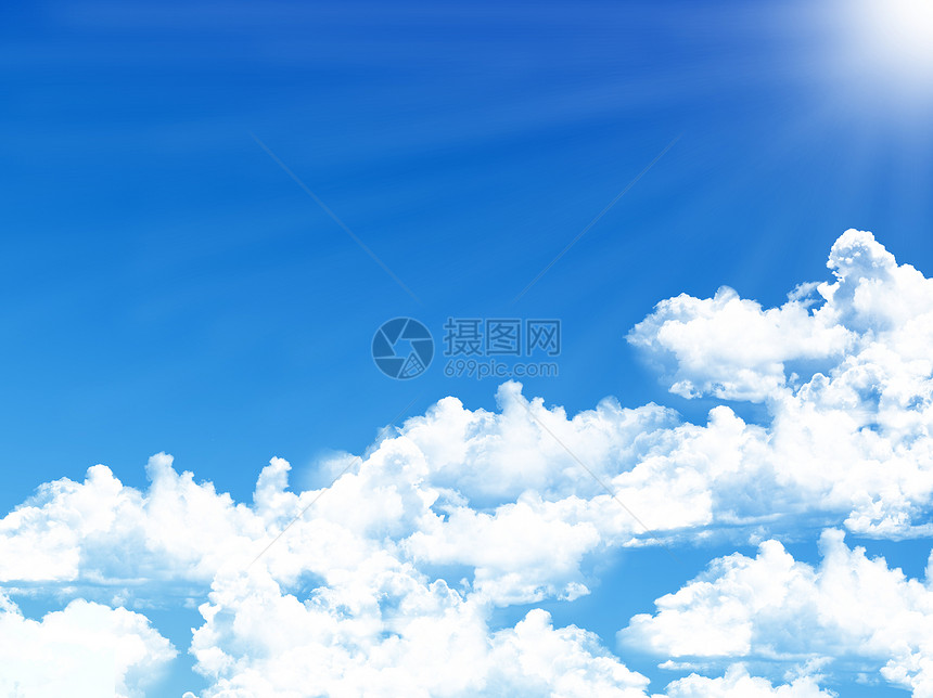 蓝蓝天空背景 云雾微小晴天气氛天气环境天蓝色积雨云景沉淀水分蓝色图片