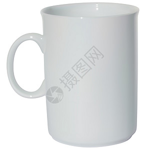 瓷杯白件剪贴空白反射白色咖啡杯宏观插图背景图片