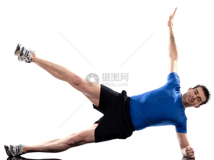 腹部姿势抬高 体操锻炼的男子图片