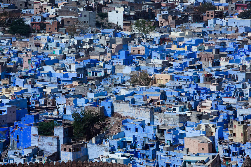 位于伊迪亚拉贾斯坦邦的Jodhpur蓝色城市房屋图片