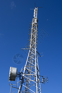 蓝天电信塔台Blue Sky蓝色电子产品车站辐射发射信号发射机工程商业带宽背景图片