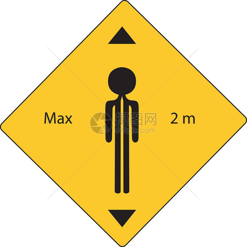 最高两米的喇叭标志仪表男人男性黄色街道警告入口尺寸黑色图片