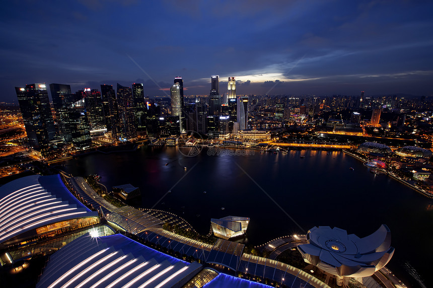 新加坡天线反射国家日落民众旅游街道城市码头交通酒店图片