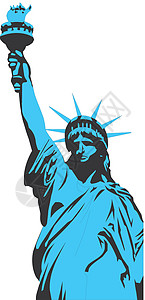 纽约市日出阴霾纽约市自由女神像自由太阳纪念碑旅行城市雕像日落历史性商业吸引力插画
