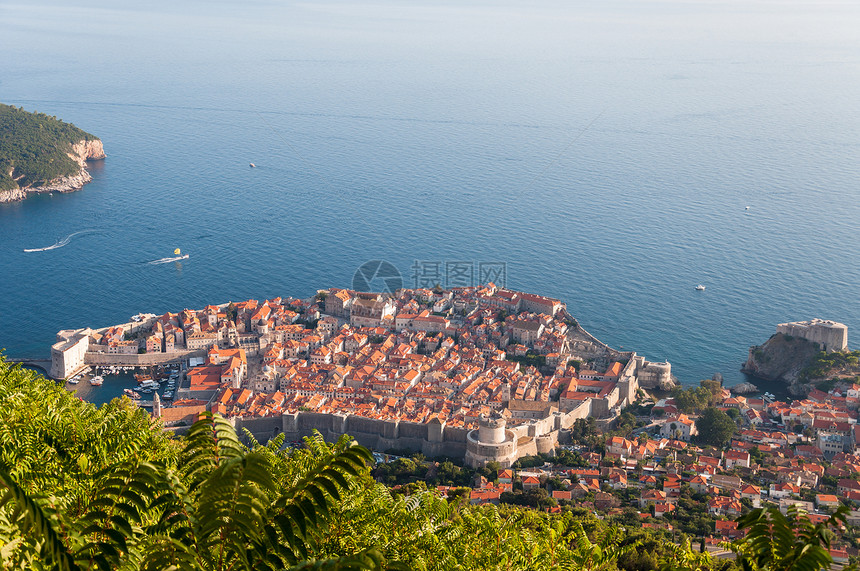 斯德山Dubrovnik的景象蓝色景观旅游建筑地标全景遗产城堡建筑学旅行图片