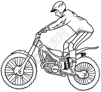 莫托罗速度摩托车手绘图纸运输插图越野剪贴司机草图背景图片