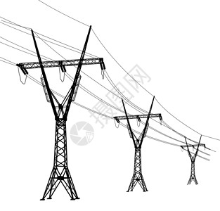 咬断的电源线高压电力线的轮廓 矢量图插图工业活力建造工程危险基础设施接线网络电缆插画