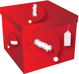 红色盒子星星带有白色装饰的红色方框庆典生日传统盒子纸板购物喜悦礼物包装装饰品插画