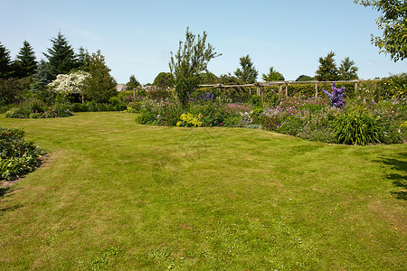 英式花园具有吸引力的英式英语风格正规花园环境园艺草地院子植物学闲暇旅行植物美化公园背景