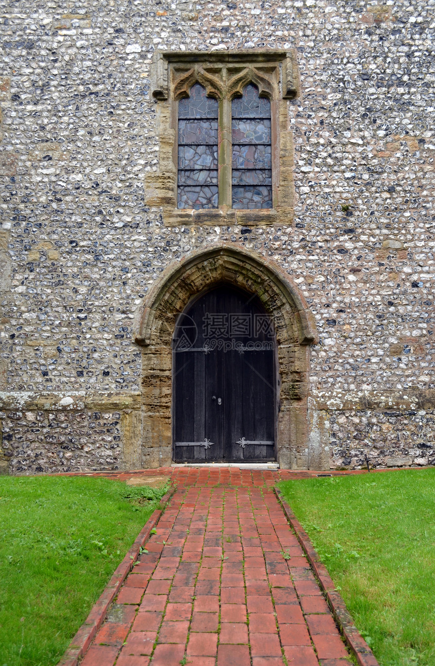 中世纪的拱门木制教堂门图片