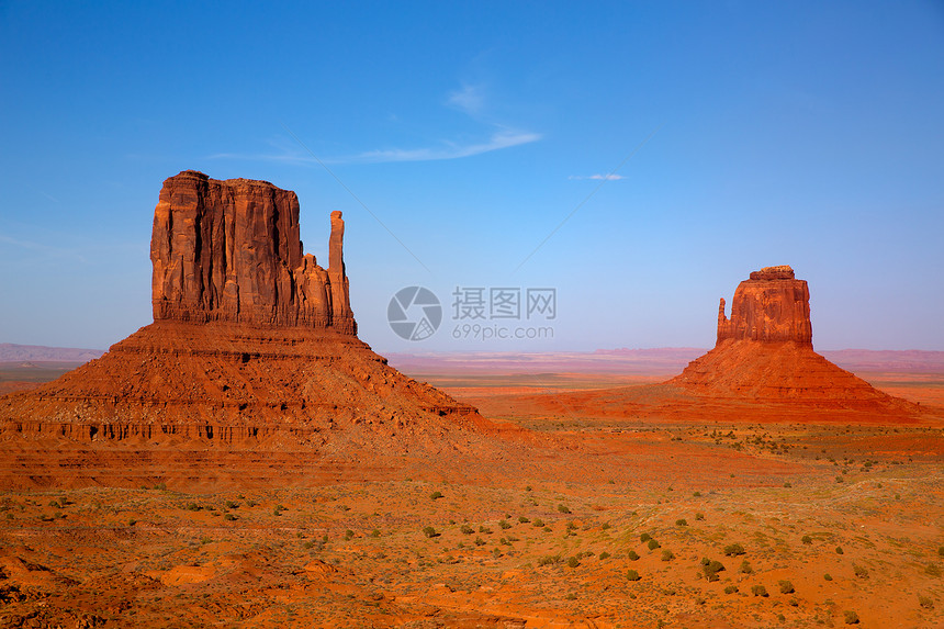 纪念碑西谷和东米唐 Butte Utah石头砂岩橙子国家地平线公园编队沙漠地质学旅行图片