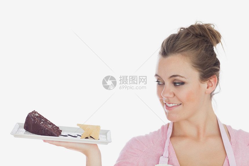 年轻女性看糕饼图片