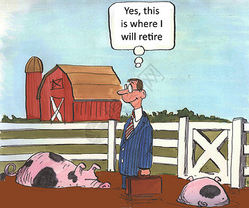 退休管理人员人士投资绅士农业商业男性牧场漫画储蓄背景图片