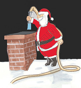 圣诞老人壁炉驯鹿房子漫画访问孩子们礼物背景图片