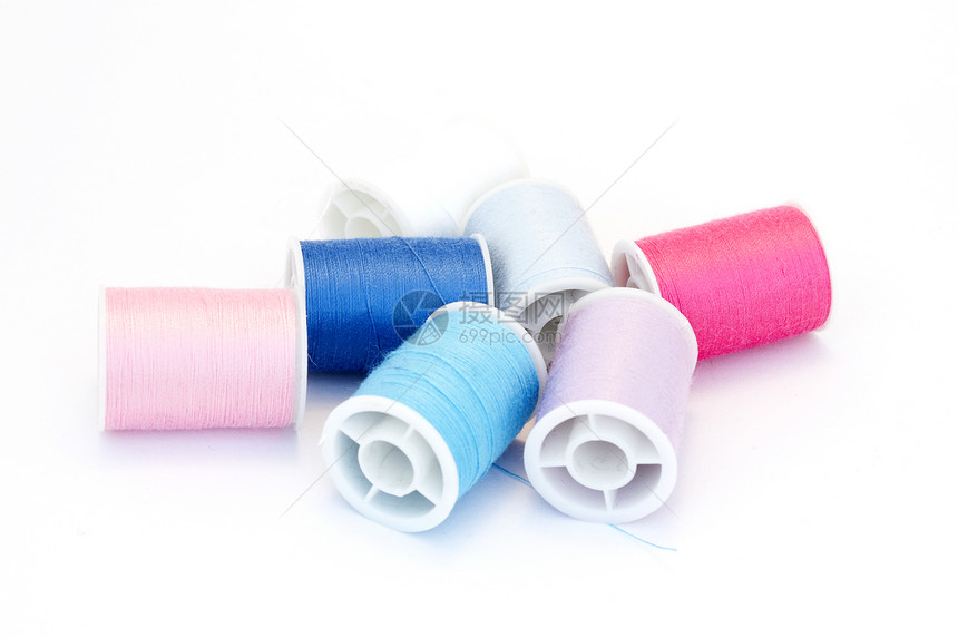 彩色线粉色别针纺织品红色蓝色棉布针织图片