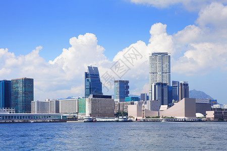 九龙伍须海香港九龙区海洋海岸地标摩天大楼商业大楼港口景观天空建筑背景