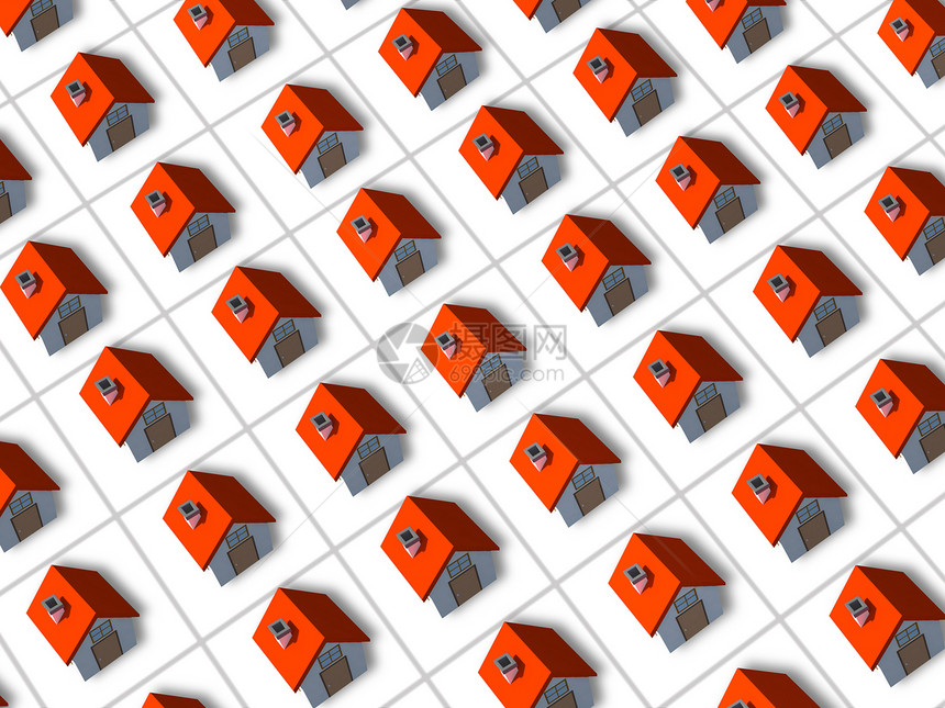 红色屋顶3D住房图片