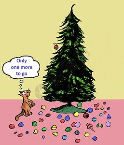 猫和圣诞树背景图片