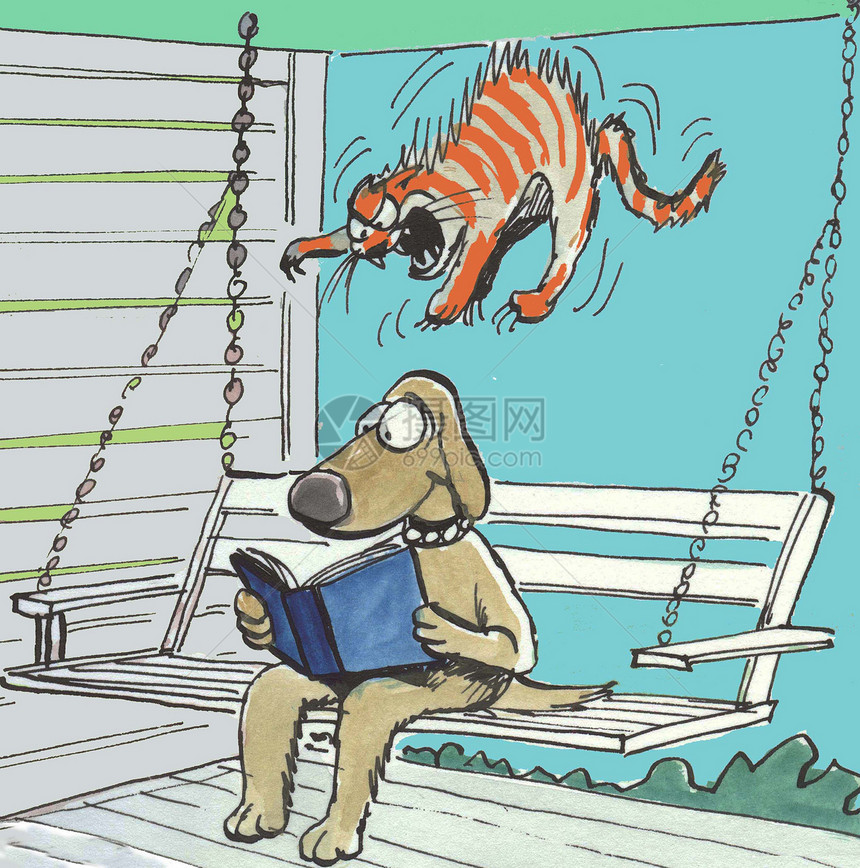 猫和狗介意爪子攻击漫画打扰惊喜商业兽医图片