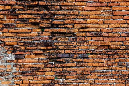 古旧砖墙建筑红色废墟红砖水泥建筑学裂缝背景图片