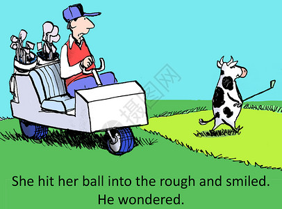 高尔夫球卡通高尔夫和牛背景