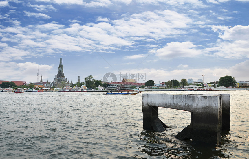 Wat Arun(黎明节)横渡Chao Phraya河 曼谷 Tha图片