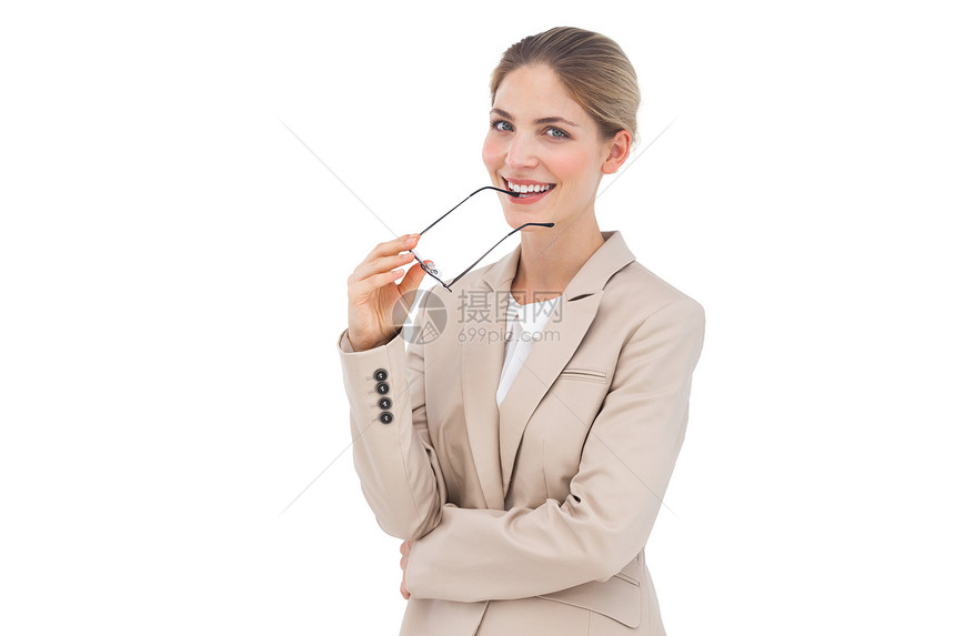 戴眼镜的笑脸女商务人士微笑商业女士快乐人士套装商务夹克女性图片