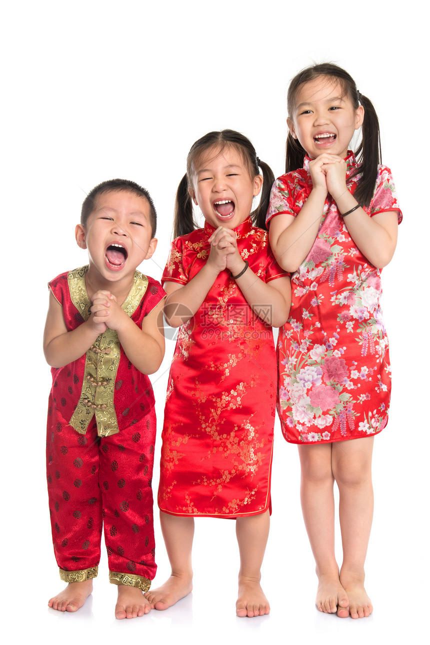 中华新年快乐的东方儿童团大庆图片
