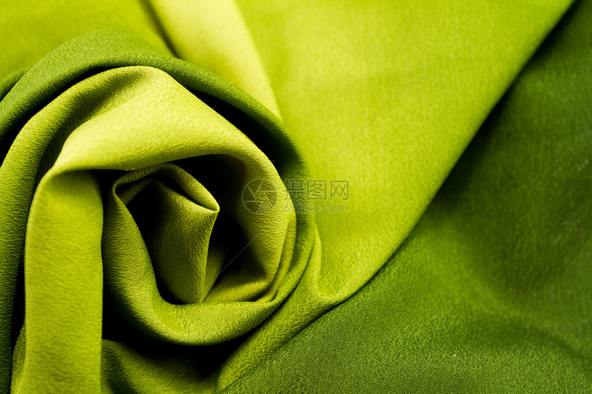 绿色西丁花料纺织折叠丝绸窗帘柔软度衣服热情涟漪曲线黄色艺术图片
