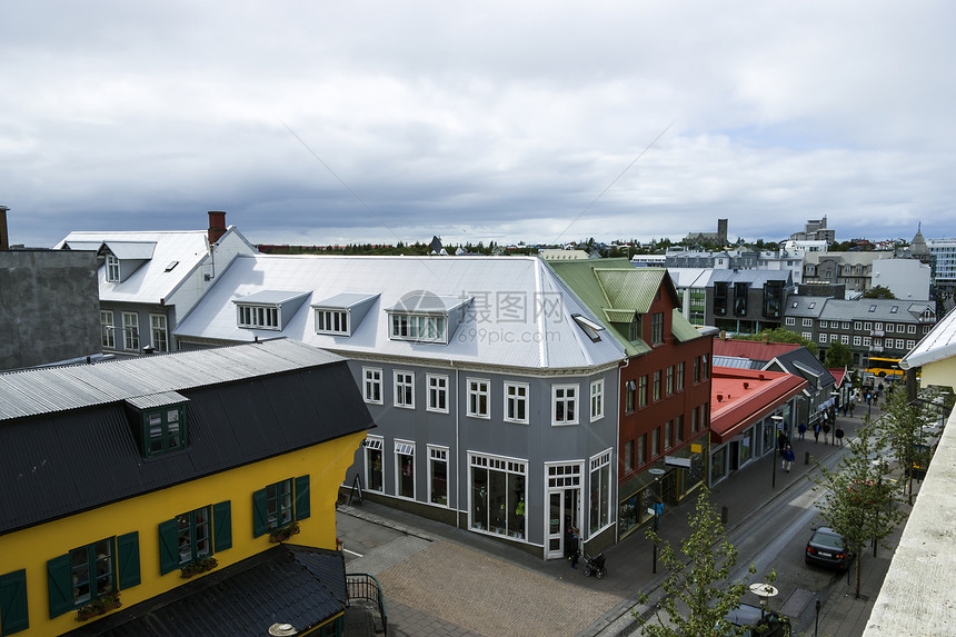 冰岛雷克雅未克市天际街道自行车建筑学城市旅行中心窗户市中心天空图片