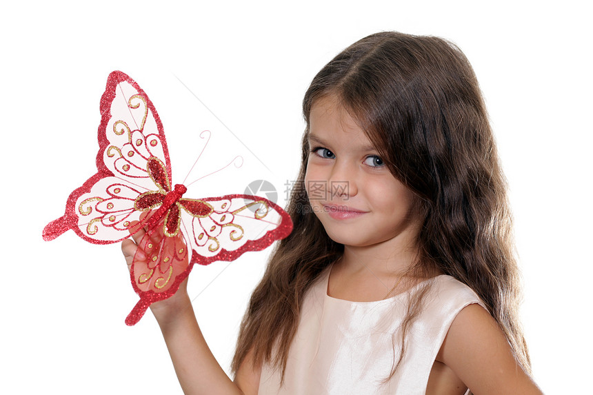 带着蝴蝶的小女孩在手里女性女儿生活女孩眼睛孩子童年头发图片