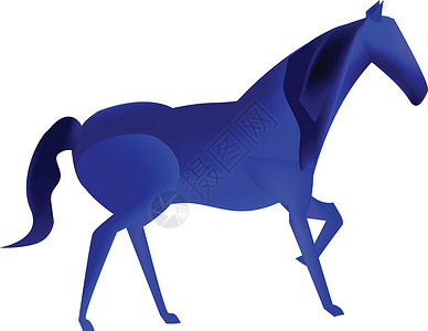鲜猪蹄蓝马马背宠物农场爱好荒野赛马骑马良种冠军小马插画