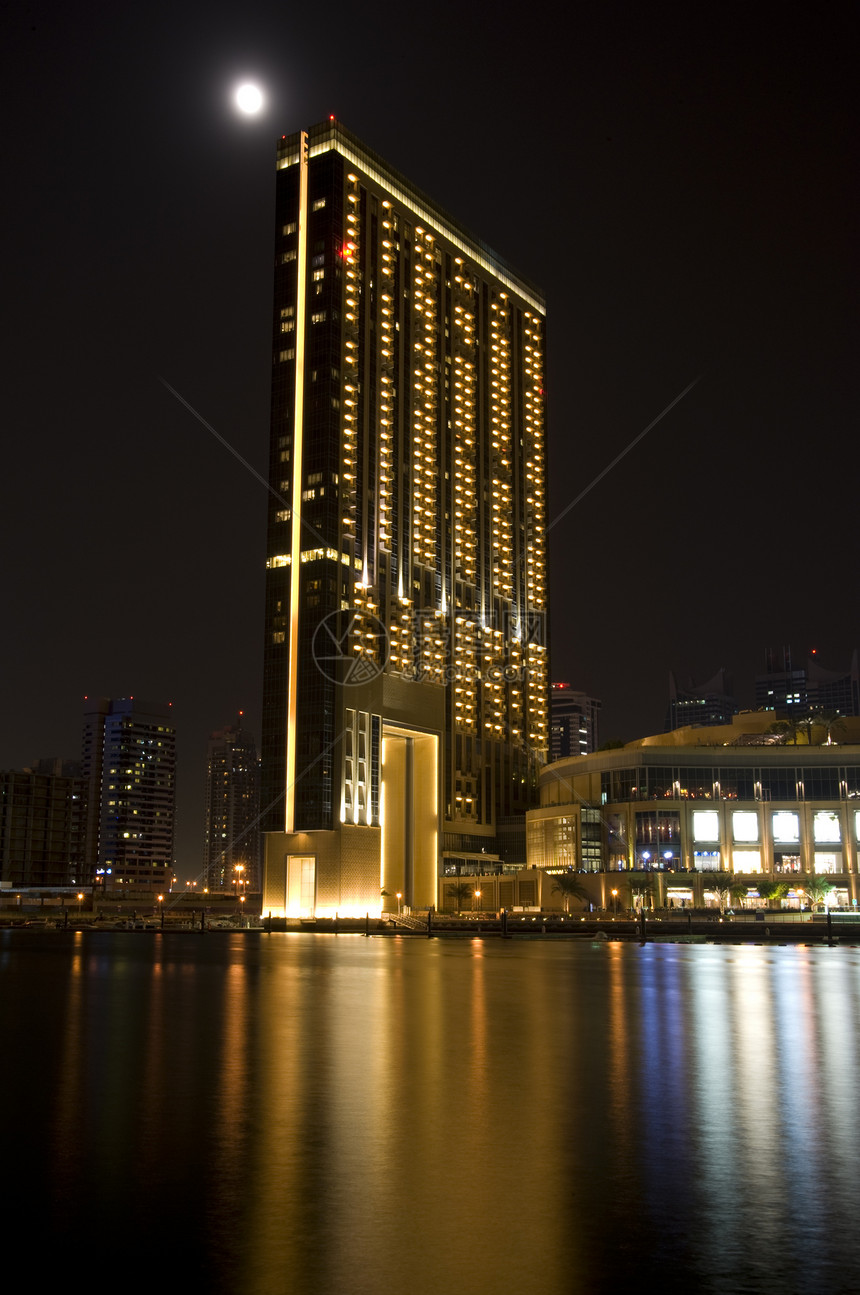 迪拜市风景蓝色城市场景旅行天际地标旅游财产玻璃街道图片