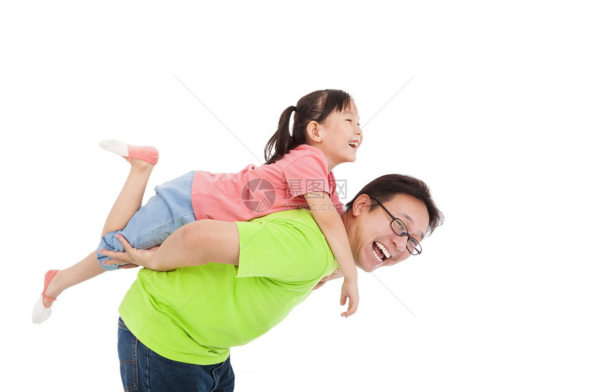 快乐的父亲和女儿玩游戏图片