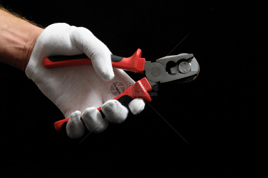 钳子和手刀具塑料手套扳手白色金属工具黑色工作维修图片