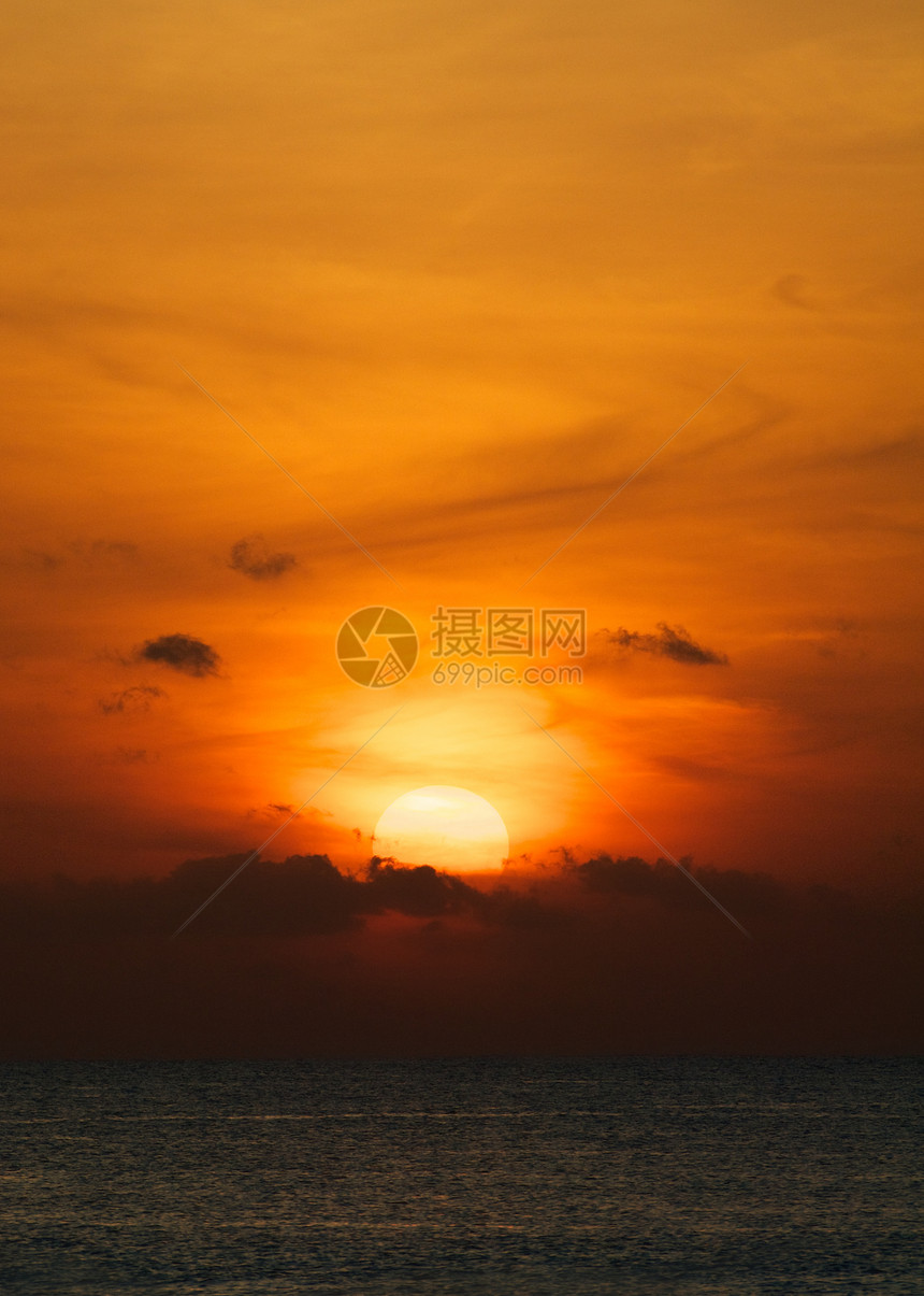 橙色洋日落阳光橙子天空静物海景棕色海滩日出波纹海浪图片
